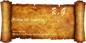 Roheim Gyula névjegykártya
